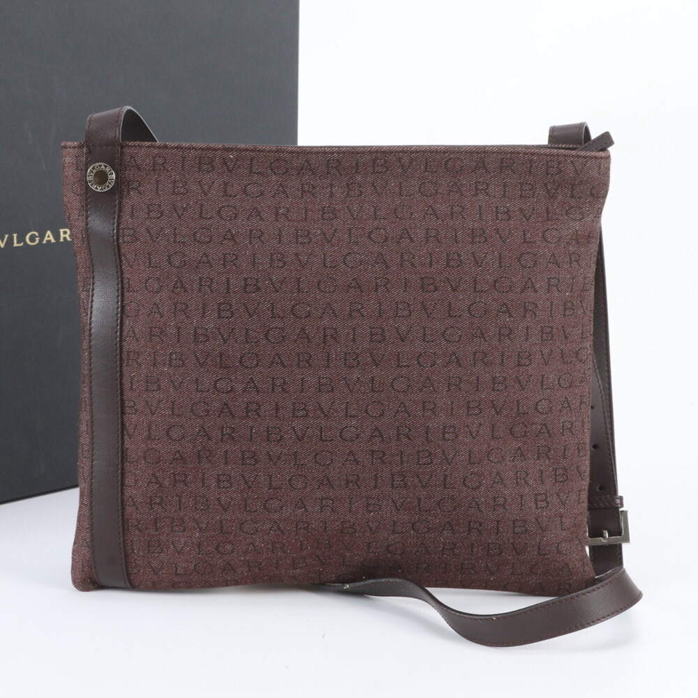 Bvlgari Logomania Canvas Leather Shoulder Bag Messenger for Men